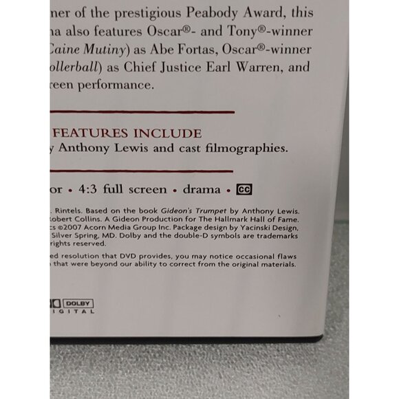 Vntg 1979 Gideon's Trumpet DVD Henry Fonda Hallmark Hall Of Fame CBS Drama Appro - Picture 7 of 10